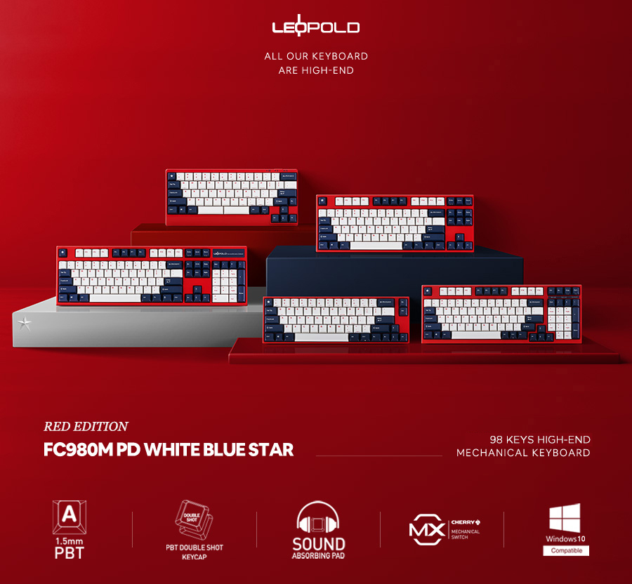 Giới thiệu Bàn phím cơ Leopold FC980M PD Blue star Blue sw